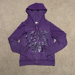 PINK Purple Zip-Up Hoodie with Sequins on Back